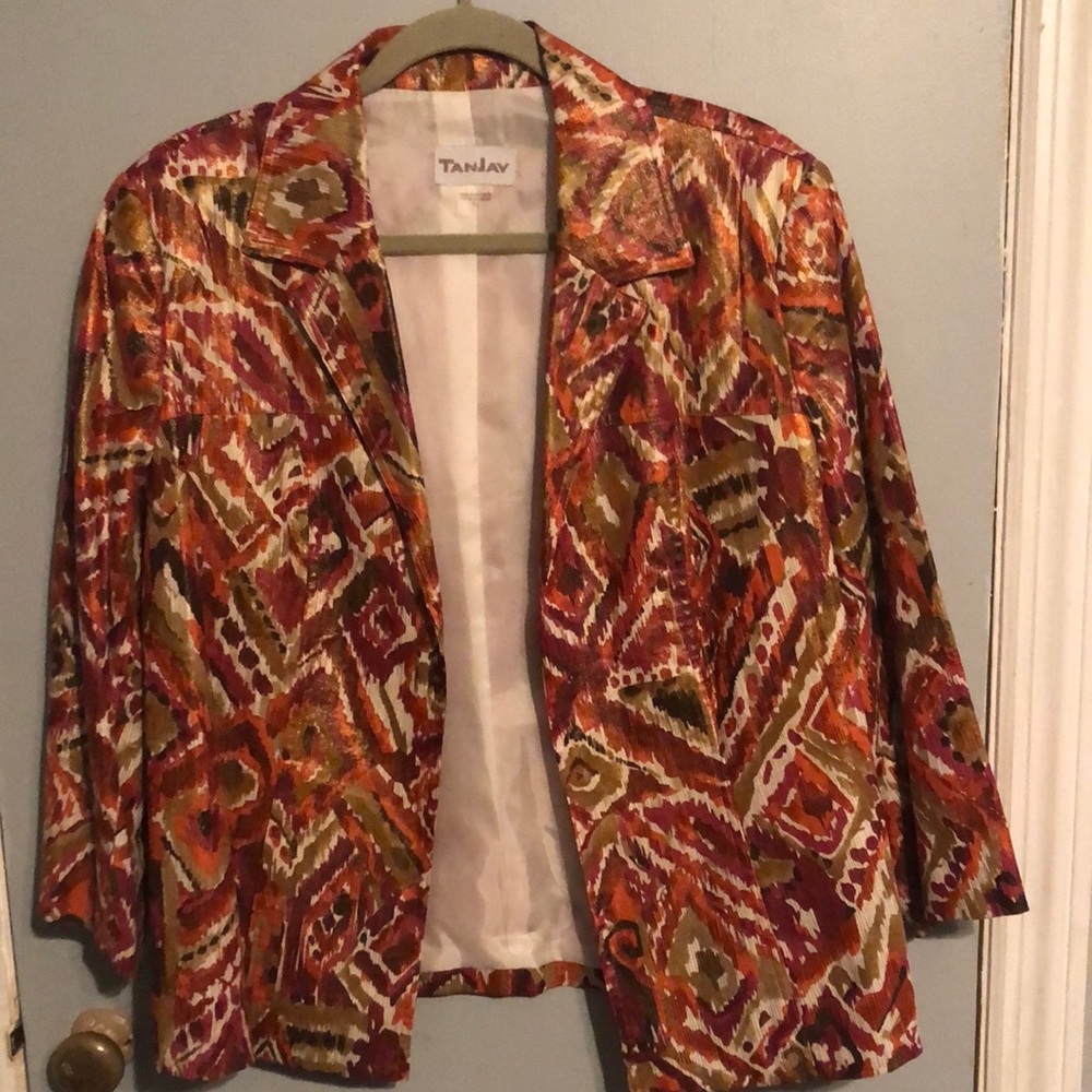 TanJay metallic multi-colored blazer.
